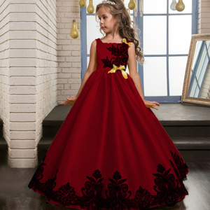 Vestido de niña de flores para niños, vestido largo de princesa de encaje sin tirantes, color verde, para fiesta de boda - Product Image 4
