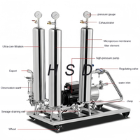 Machine de filtration portable en acier inoxydable SS304 316L, filtre microporeux double à 3 étapes, machine de filtration de liqueur avec chariot à 4 roues