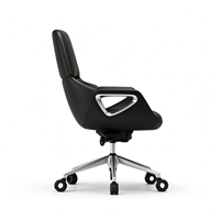 Chaise de bureau de luxe en cuir, dossier haut, pivotante, ergonomique et moderne, avec base en aluminium pour immeuble de bureaux