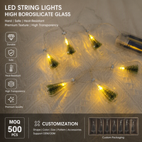 Guirlande lumineuse LED en verre personnalisée, mini arbres décoratifs en borosilicate, fonctionnant sur piles, fournisseur ODM, coffret cadeau