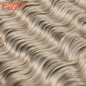 FASHION IDOL 24 pulgadas para Ombre <span class=keywords><strong>Rainbow</strong></span> Extensiones de cabello sintético Onda de agua Trenzado Crochet Tejido de cabello Onda profunda Curl Fake - Product Image 6