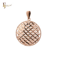 Bijoux FJ Fallon, pendentif élégant en filigrane en forme de cage, plaqué or 14 carats, base en laiton