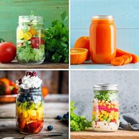 Bocaux en acier inoxydable avec couvercles et bandes, conservation des aliments, pour boire des fruits et légumes, 4 pièces, 32 oz