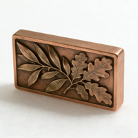 Barre de cuivre massif sculptée en relief feuille de laurier, design personnalisé haut de gamme, thème nature, cadeau de collection, décoration de bureau, lingot de cuivre