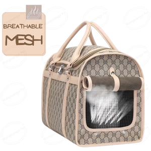 Tas jinjing pembawa anjing kucing kulit desainer mewah tas jinjing hewan peliharaan perjalanan antilembap - Product Image 3