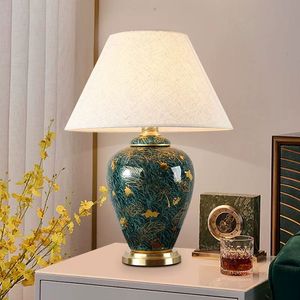 Lampada da <span class=keywords><strong>tavolo</strong></span> con base in ceramica blu e oro europeo porta rame e27 lampada da scrivania con cavo - Product Image 2