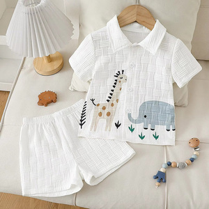 ชุดเด็กขายส่ง เสื้อแขน<span class=keywords><strong>สั้น</strong></span> กางเกงขา<span class=keywords><strong>สั้น</strong></span> ชุดสองชิ้น สไตล์ชายหาด เสื้อผ้า<span class=keywords><strong>เด็ก</strong></span>ผู้ชาย เสื้อผ้าฤดูร้อน - Product Image 2