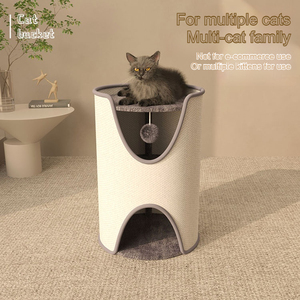 Cama cueva cerrada tipo árbol de sisal multinivel personalizada al por mayor para gatos, ideal para hogares con varios gatos - Product Image 4
