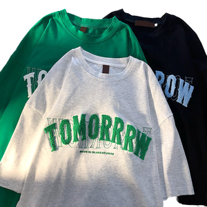 Camiseta 100% Algodón con Logotipo PUFF, Camiseta Estampada de Talla Grande, Camiseta Personalizada para Hombre, Camiseta con Parche Pesado, Camiseta Bordada OEM para Hombre - Product Image 1