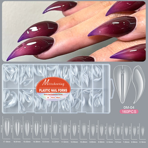 Boîte de 160 moules à ongles en forme de griffe pour extension rapide en gel, sans papier, transparents, double forme, pour extensions d'ongles - Product Image 2