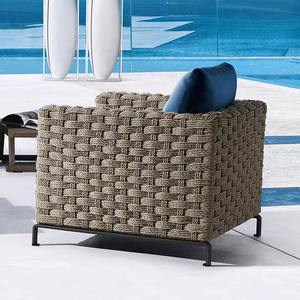 Sillón de Ratán para Exteriores, Estructura de Aleación de Aluminio, Diseño Minimalista, Muebles de Jardín Duraderos, Resistentes al Agua y a los Rayos UV - Product Image 4