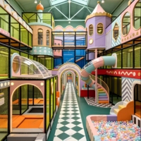 Aire de jeux intérieure géante sur le thème du château pastel rêveur Hanlin HL-06-16 avec toboggan tubulaire, trampoline et piscine à balles (certifiée CE) pour 200 enfants