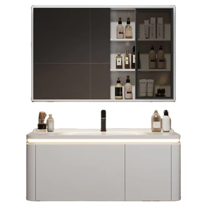 Bathroom Vanity Unit Two MDF Drawers Soft Closing <b>Smart</b> <b>Mirror</b> Water Resistant Ceramic Basin Koricini Wall-Mounted European - Product Image 1
