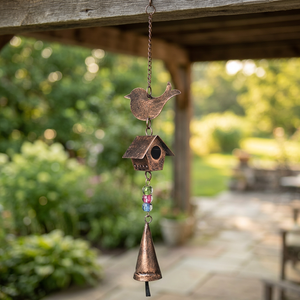 Campana de Viento con Forma de Casa de Pájaros en Dorado Antiguo - Product Image 3