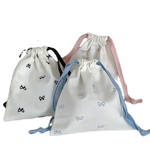 Bolsa de Muselina de Algodón Orgánico Reciclado con Cordón, Bolsa Pequeña de Tela de Lona con Diseño de Dibujos Animados para Joyería, Embalaje de Regalos, Bolsa Protectora contra el Polvo - Product Image 1