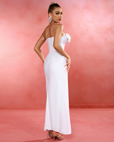 Ocstrade marque Sexy blanc robe de pansement Vestidos femmes élégant été robes décontractées hors épaule robe de soirée avec des fleurs 3D