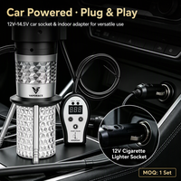 Kit Chicha Électronique Chauffée Portable pour Voiture avec Éclairage LED, Sans Charbon, Contrôle Numérique de la Température, 90W, Construction en Acrylique