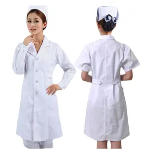 Logo di design all'ingrosso infermieristica cotone poliestere donna scrub manica corta uniformi da infermiera ospedaliera camice da laboratorio bianco