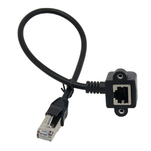 <b>RJ45</b> Male To Female Network Extension <b>Cable</b> 90 Degree Elbow With Ear Screw Holes Copper Wire SJTOW Type - Product Image 2