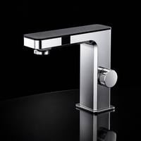 Robinet de salle de bain moderne à capteur infrarouge automatique chaud et froid en laiton chromé, certifié CE, à poignée unique, pour hôtels et commerces