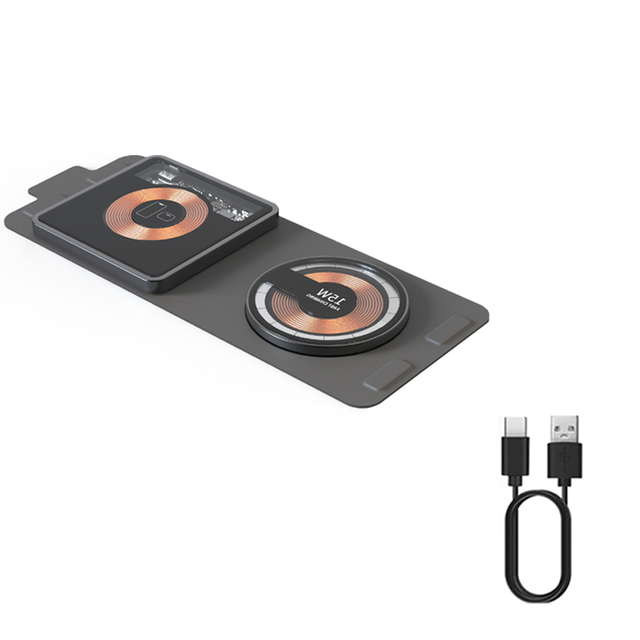 3 in 1 15W Magnetic Wireless Charger with Aluminum Alloy & Tempered Glass Stand for and Earphone