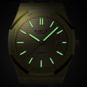Montre mécanique dorée pour hommes, boîtier polygonal, classique, de luxe, automatique, en acier inoxydable 316L, cristal saphir, étanche - Product Image 4