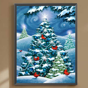 Moderno 40x50cm DIY árbol de Navidad nevado pintura de diamantes redondo completo acrílico de alta calidad decoración de Navidad pintura de diamantes regalos - Product Image 2