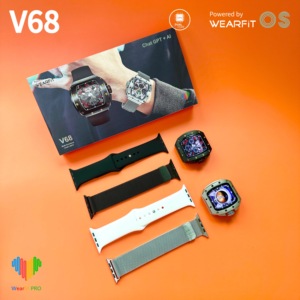 Montre connectée V68 pour hommes, vente flash, compatible Chat GPT, écran incurvé 3D de 1,76 pouces, son HIFI, étanche IP68, alimentée par <span class=keywords><strong>Wearfit</strong></span> OS - Product Image 1