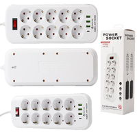 Multiprise anti-surtension UE 6/8/10 prises avec 3 ports USB + Type-C à charge rapide, rallonge 16A