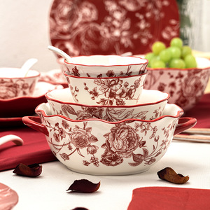 <span class=keywords><strong>Service</strong></span> de vaisselle vintage <span class=keywords><strong>en</strong></span> <span class=keywords><strong>porcelaine</strong></span> bleue à motif floral, assiettes et bols à soupe, vaisselle <span class=keywords><strong>en</strong></span> céramique durable, motif végétal <span class=keywords><strong>en</strong></span> stock - Product Image 4