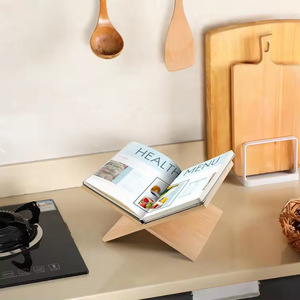 Bamboo Book Stand For Cooking Recipe Books Magazine <b>Rack</b> Reading Shelf Minimalist Design Eco Friendly <b>Kitchen</b> Organization - Product Image 1