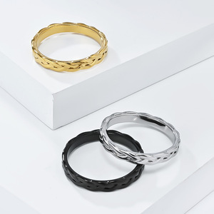 yunnique style minimalist woven <b>chain</b> <b>titanium</b> steel ring, light luxury niche unique design jewelry - Product Image 2