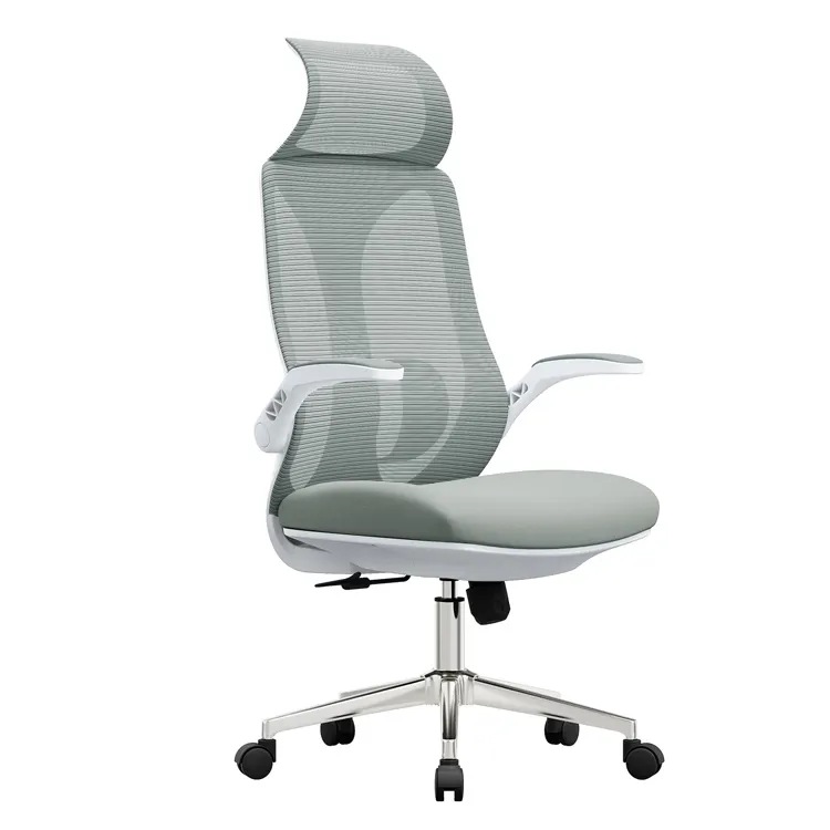 Cadeira de malha ergonômica popular para escritório, com preço competitivo, com apoio de cabeça, novo design, venda direta da fábrica, 2024, novo design