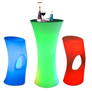 Swimming Pool Square led Bar Stool Garden nightclub outdoor plastic led bar stool furniture cocktail table and chair sofa sets