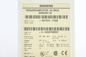 Carte de contrôle SC Frequency 6SE70161EA30 inclControl Card CU3 VerB 3AC 510-650V 6.1A PLC - Product Image 5