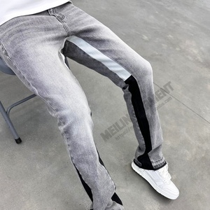 Jeans évasés vintage coupe ample personnalisés pour hommes, pantalon évasé streetwear, jean baggy en denim vierge pour hommes - Product Image 4