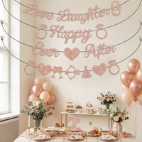 Guirlande de lettres en or rose scintillant, drapeaux, fournitures de fête, décoration pour accessoires de fête d'anniversaire