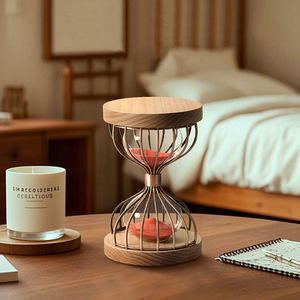 Wooden <b>Hourglass</b> Timer Ornament Minimalist Design Solid Wood Base Decorative Gift For Home Office Desktop - Product Image 2