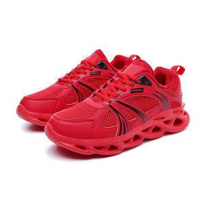 Chaussures de course pour hommes, baskets athlétiques noires, rouges et jaunes, semelle à lame creuse, maille respirante, chaussures de marche, chaussures de sport tendance - Product Image 2