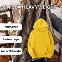 Sweat-shirt à capuche unisexe jaune, coupe classique, en molleton de coton, pull décontracté, couleur unie, pour l'automne