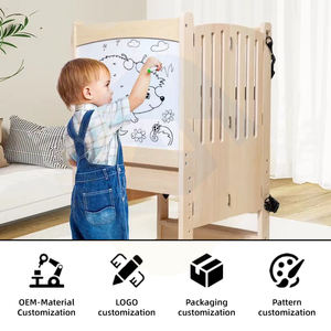 Tour d'apprentissage <span class=keywords><strong>pliable</strong></span> en bois 3 en <span class=keywords><strong>1</strong></span> pour enfants, aide de cuisine pour tout-petits, <span class=keywords><strong>marchepied</strong></span> multifonctionnel, tableau noir, repose-pieds - Product Image 4