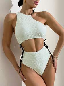 Maillot de bain de plage Couleur unie Europe et États-Unis Maillot de bain sexy à laçage serré - Product Image 2