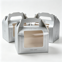 Boîte à pâtisserie portable avec fenêtre transparente pour emballage de gâteaux mousse, format personnalisable, finition mate, auto-érectible en carton