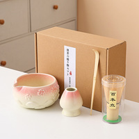 Kit de Cérémonie du Thé Matcha Japonais Traditionnel : Bol en Céramique, Fouet en Bambou Chasen, Support, Tamis à Poudre, Cuillère Doseuse, Cuillère de Mesure, Tasse