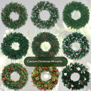 Couronne de Noël artificielle floquée en gros, grande, effet neige, en pin <span class=keywords><strong>et</strong></span> <span class=keywords><strong>sapin</strong></span>, pour la décoration des hôtels <span class=keywords><strong>et</strong></span> centres commerciaux - Product Image 6