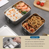Boîte à bento en acier inoxydable, boîte à lunch en métal avec couvercle anti-fuite pour adultes, contenants alimentaires pour l'école/le travail/la préparation des repas