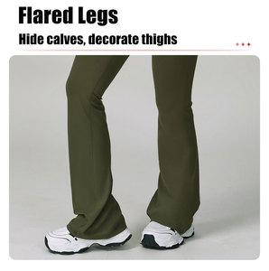 Pantalon de Yoga Évasé Coupe Large en Polaire, Sans Coutures, Style <span class=keywords><strong>Bootcut</strong></span>, Ventre Plat, Taille Haute, Gainant, Long - Product Image 3