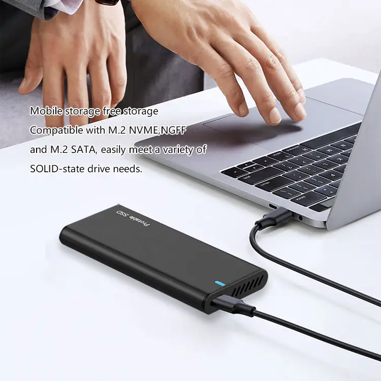 Dual Protocol External Hard Drive Enclosure Type C To USB3.1 Type C Support M.2 NGFF And M.2 NVME SSD Case