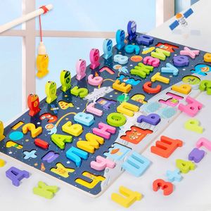 Nuevo Diseño de Juego Educativo 3 en 1 Montessori para el Aprendizaje Temprano, Juego de Contar Números, Pesca, Tablero de Madera, Alfabeto Ruso - Product Image 3