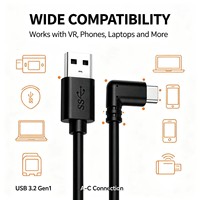 Connecteurs USB Type-C coudés USB 3.1 Gen 1 3A, câble de données stable pour charge rapide et liaison VR pour ordinateur